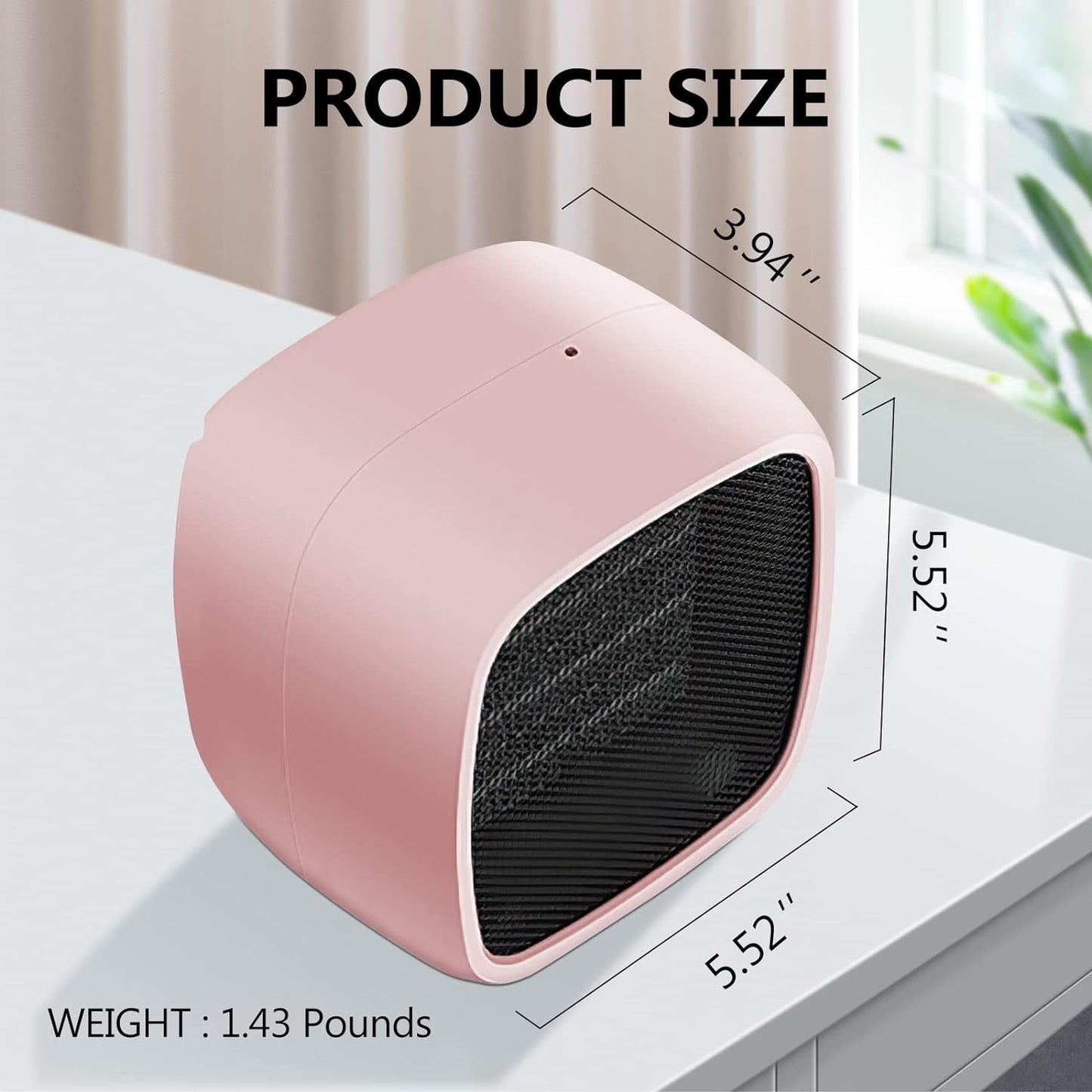 Portable Space Heater, 1000W Ceramic Electric Heater, Compact Small Warmer, Heat Up in 2 Seconds, Safe and Quiet for Office Room Desk Indoor Use