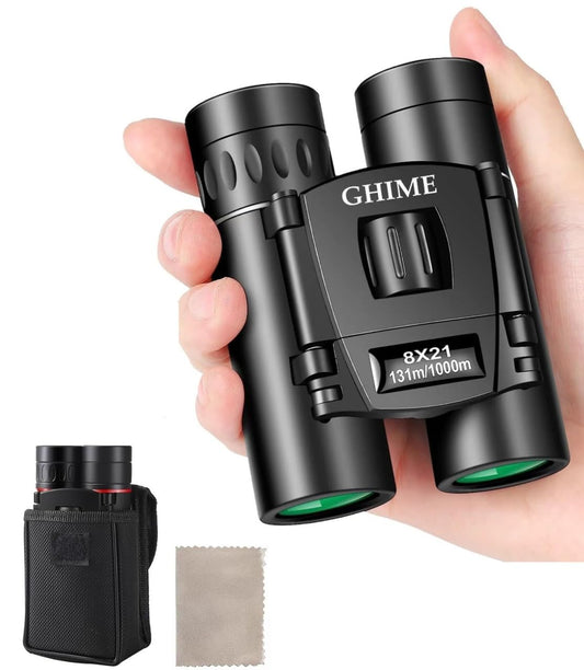 Ghime Binoculars for Long Distance 8x21 Compact Binocular Small Clear View, Easy Focus Lightweight Portable Binoculars for Bird Watching, Travel, Concert