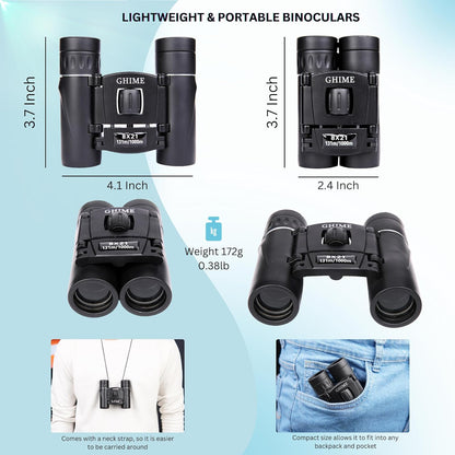 Ghime Binoculars for Long Distance 8x21 Compact Binocular Small Clear View, Easy Focus Lightweight Portable Binoculars for Bird Watching, Travel, Concert