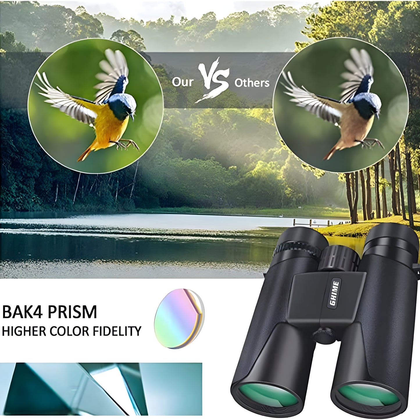 Ghime Binoculars for Long Distance, Professional Binocular for Bird Watching, Trekking and Range 2000 Meter, Zoom-12x42, Adjustable Lens for Clear Vision with Storage Bag and Phone Adapter (12 x 42)