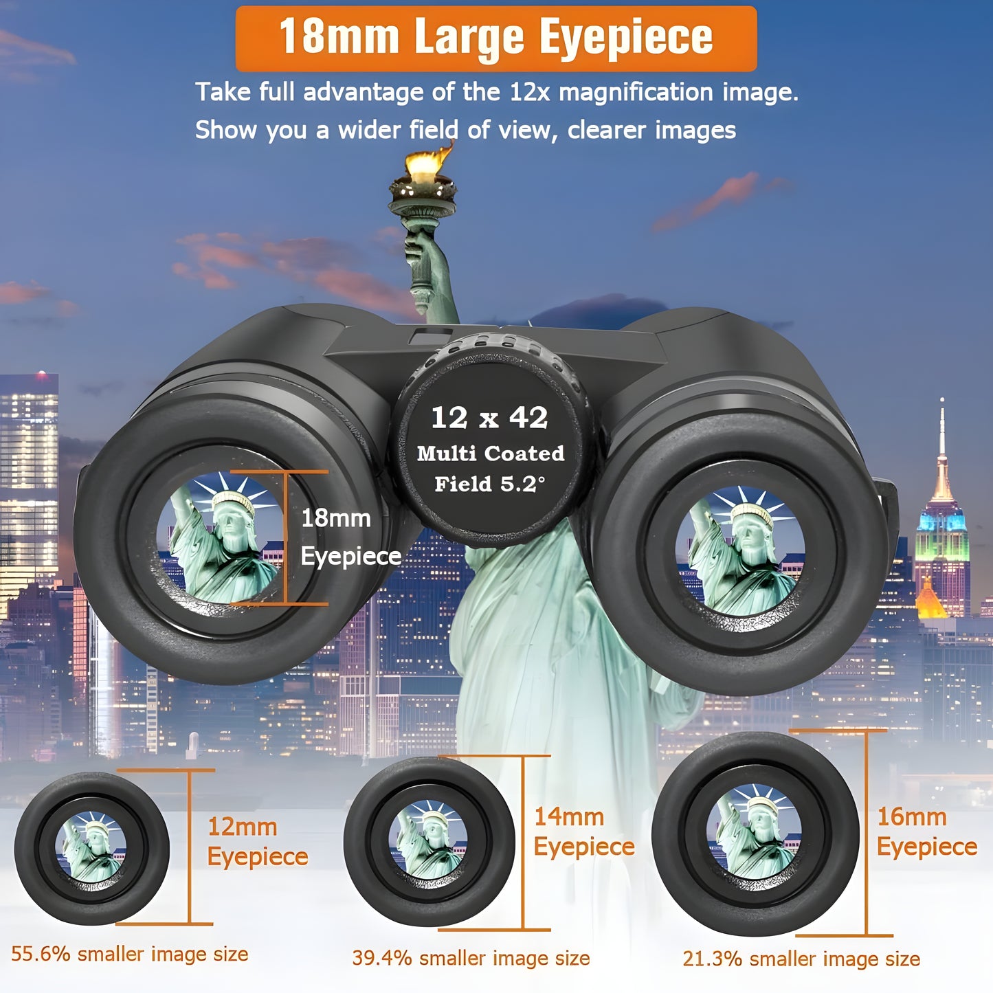 Ghime Binoculars for Long Distance, Professional Binocular for Bird Watching, Trekking and Range 2000 Meter, Zoom-12x42, Adjustable Lens for Clear Vision with Storage Bag and Phone Adapter (12 x 42)