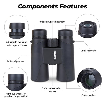 Ghime Binoculars for Long Distance, Professional Binocular for Bird Watching, Trekking and Range 2000 Meter, Zoom-12x42, Adjustable Lens for Clear Vision with Storage Bag and Phone Adapter (12 x 42)